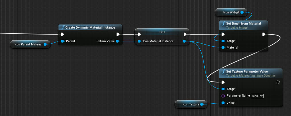 Setting up a dynamic material instance in a Blueprint.