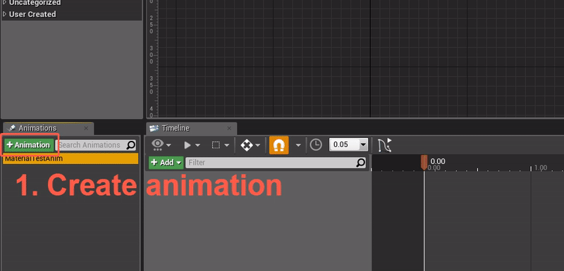 5-step process to create an animation that controls a material parameter.