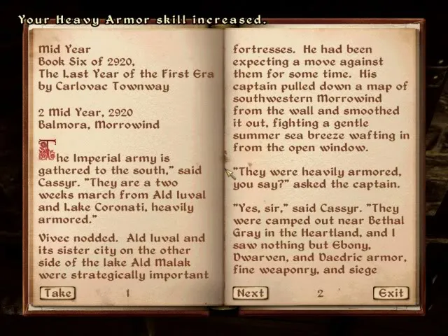 The Elder Scrolls: Oblivion uses a _display typeface_ for its _body typeface_ in its books, making them more tiring to read.