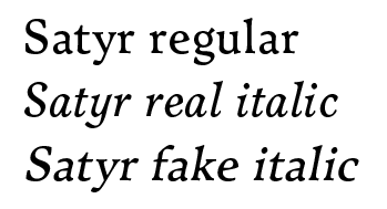 Notice there are no serifs at the bottom of the 'r' in the italic. It looks closer to handwriting. 'Fake italic' is just tilting the regular font.
